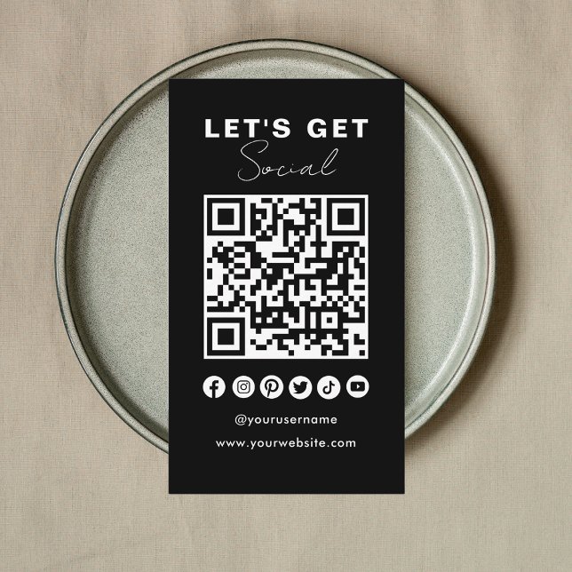 Modern QR Code Social Media Connect With Us Business Card (Creator Uploaded)
