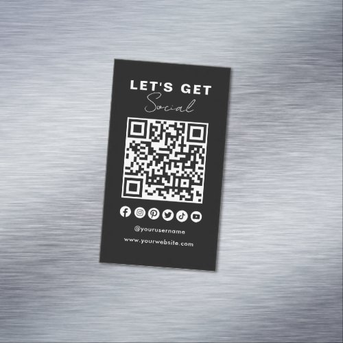 Modern QR Code Social Media Connect With Us Business Card Magnet