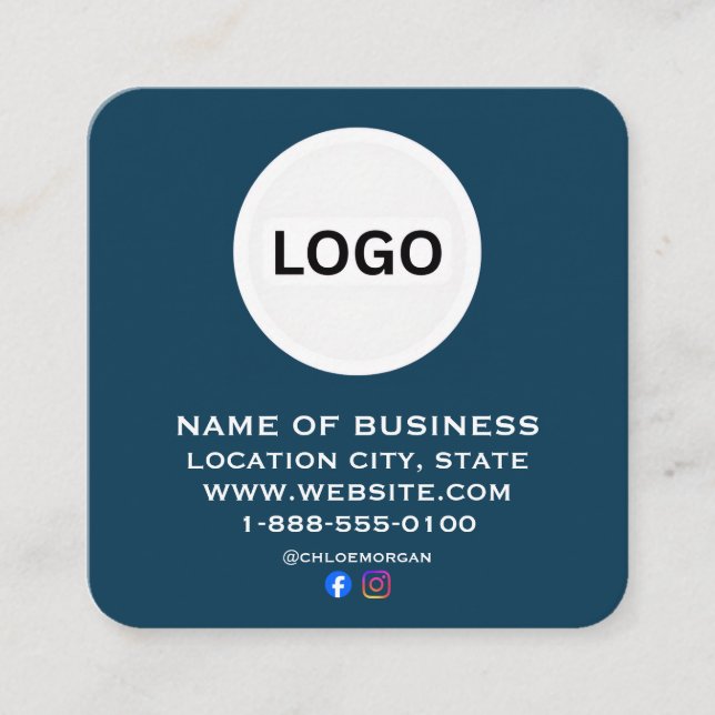 Modern QR Code Social Media | Custom Logo Digital  Square Business Card (Front)