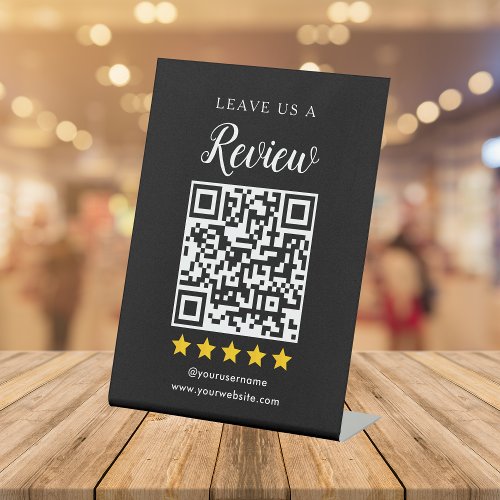 Modern QR Code Social Media Leave us a Review Pedestal Sign