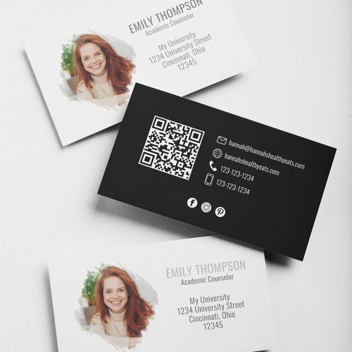 Modern QR Code Social Media Professional Photo Business Card