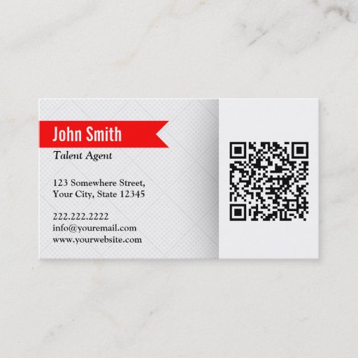 Customizable Modern QR Code Talent Agent Business Card