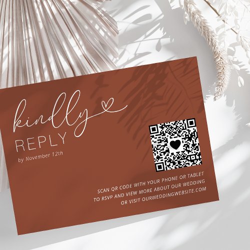 Modern QR Code Terracotta Wedding RSVP Card