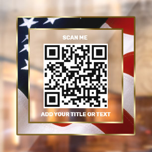 Modern QR Code USA Flag Business Scannable Window Cling