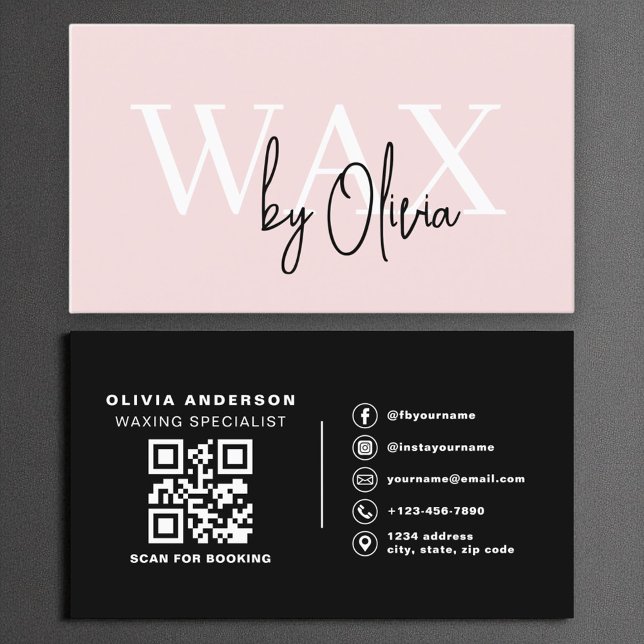 Modern QR Code Wax Specialist Esthetician Business Card (Creator Uploaded)