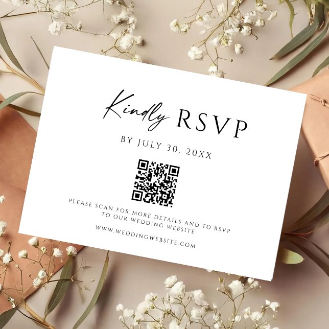 Modern QR Code Website RSVP Card (Creator Uploaded)