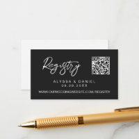 Modern QR code wedding black white registry
