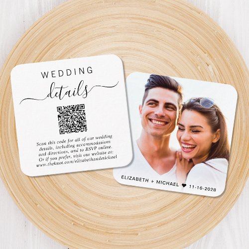 Modern QR Code Wedding Details Enclosure Card