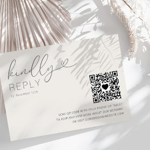 Modern QR Code Wedding RSVP Card