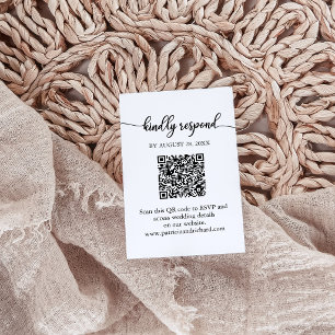 Modern QR Code Wedding RSVP Card Scan to Replay