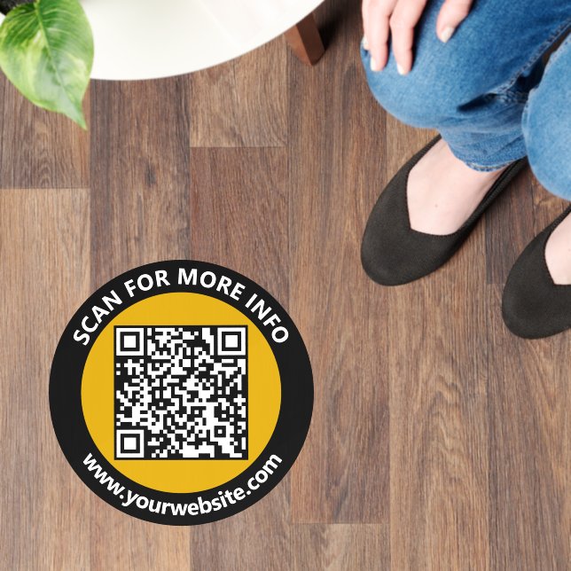 Modern QR Code White, Gold, Black / Custom Floor Decals (Floor)