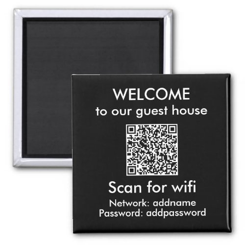 Modern QR Code Wifi Sign Airbnb Rental Home Magnet