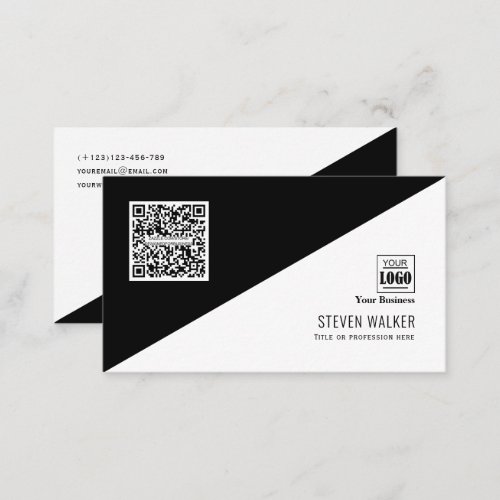 Modern QR code with logo clean minimal corporate Business Card