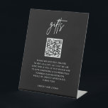 Modern QR Gift Registry Honeymoon Fund Wedding Pedestal Sign<br><div class="desc">Modern Black Gift Registry Honeymoon Fund Wedding Cards for your wedding!</div>