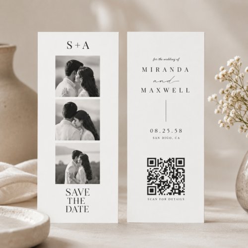 Modern QR Photo Booth Save the Date Card. Bookmarks