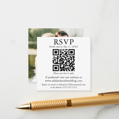 Modern QR Photo Wedding RSVP Enclosure Card