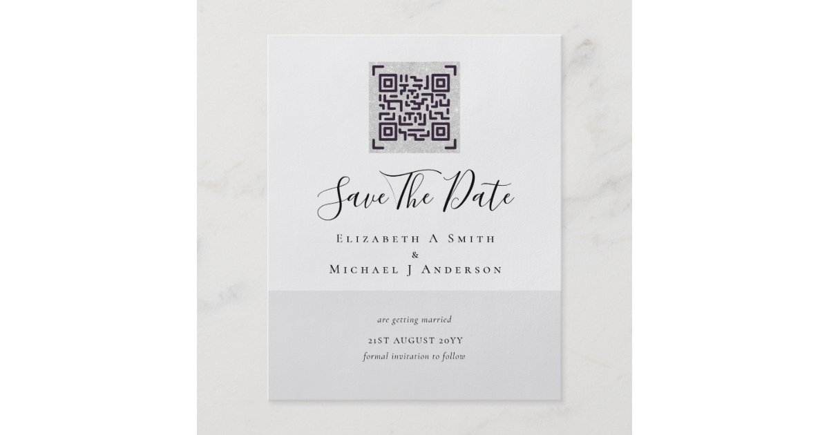 Modern QR Scanning Code Wedding Save Date Invites Flyer Zazzle