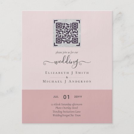 Modern QR Scanning Code Wedding Save Date Invites Flyer