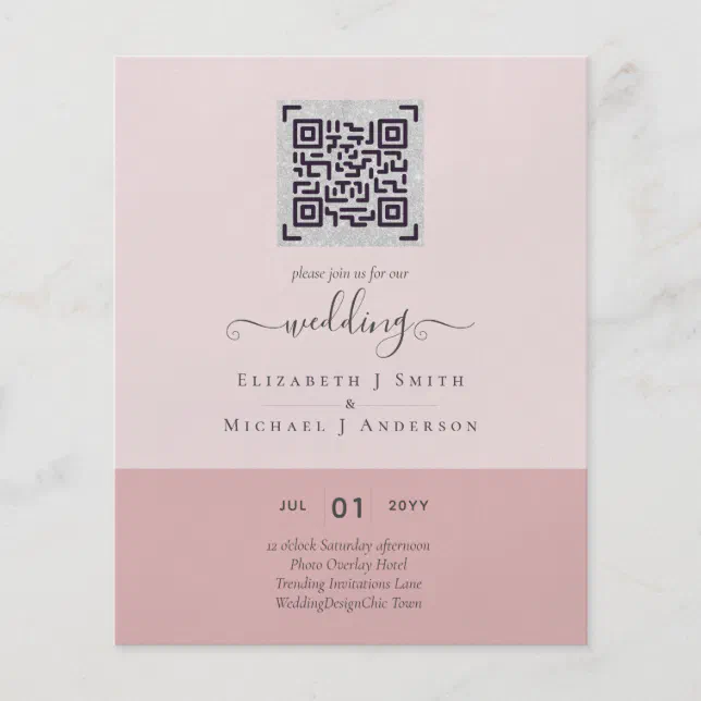 Modern QR Scanning Code Wedding Save Date Invites Flyer | Zazzle