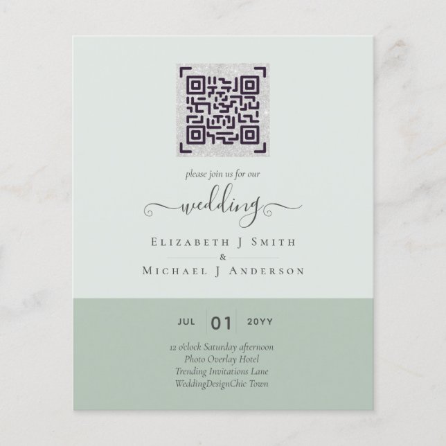 Modern QR Scanning Code Wedding Save Date Invites Flyer (Front)