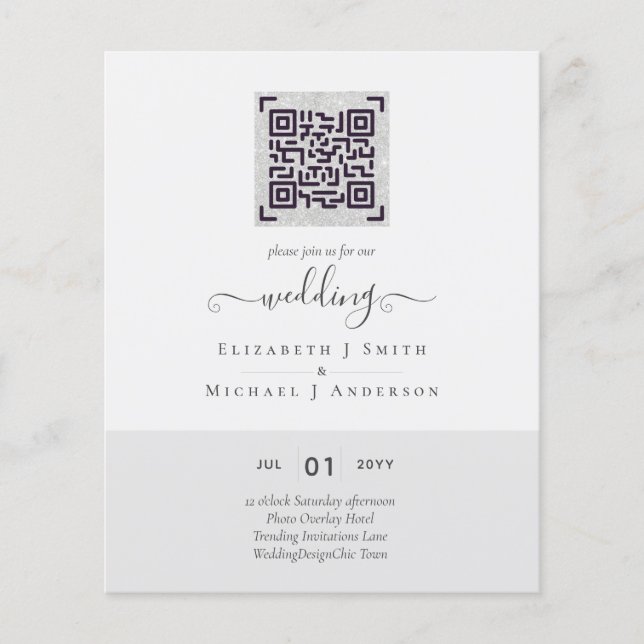 Modern QR Scanning Code Wedding Save Date Invites Flyer (Front)