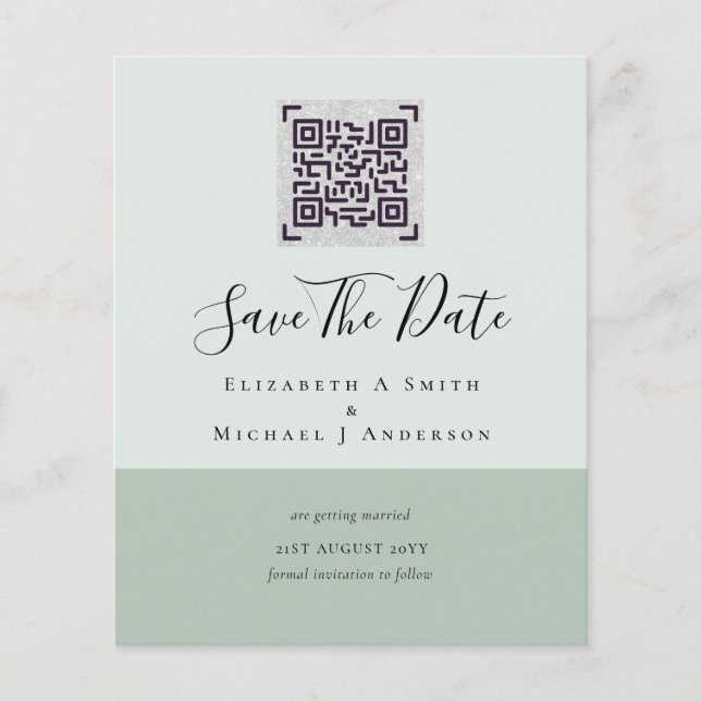 Modern QR Scanning Code Wedding Save Date Invites Flyer (Front)