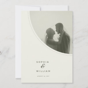 Modern Quarter Circle Photo Wedding Invitation