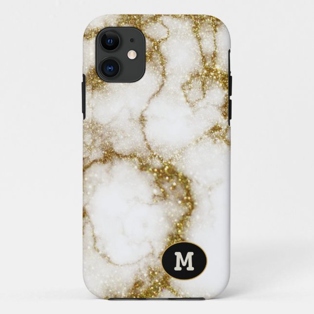 Modern Quarts & Gold Stone Crystal Personalize Case-Mate iPhone Case (Back)