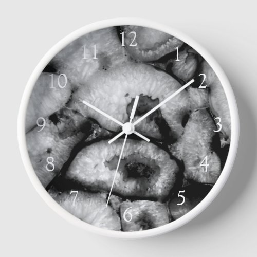 Modern Quartz Agate Geode Black White gemstones  Clock
