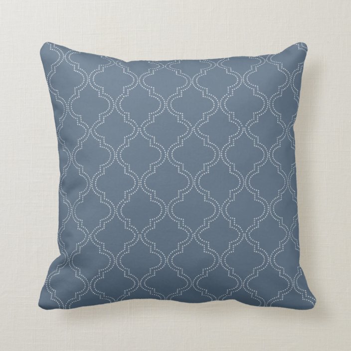 Modern Quatrefoil Slate Blue Throw Pillow