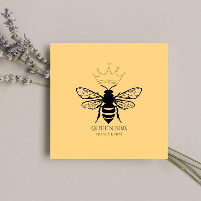 Modern Queen Bee Honeybees Beekeeper Apiarist  Square Business Card (Creator Uploaded)
