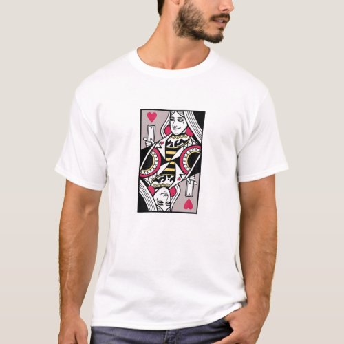 Modern Queen Of Hearts Playing Card Nose Ring Self T_Shirt