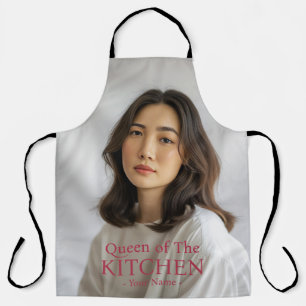 Modern Queen of the Kitchen Photo Name Apron