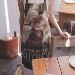 Modern Queen of the Kitchen Photo | Name Apron<br><div class="desc">Do you know a woman who is 'Queen of the Kitchen'? Whether it be cooking on the stove or BBQ,  this modern apron allows you to upload a photo and customize the text including name. Makes a great personalized gift for your mom,  grandma,  bestfriend or sister.</div>