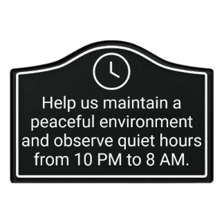 Modern Quiet Hours Vacation Rental Sign