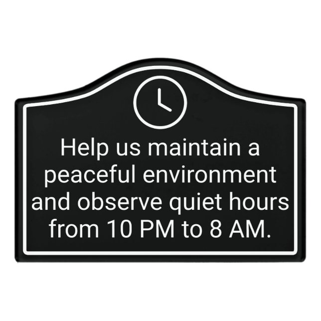 Modern Quiet Hours Vacation Rental Sign (Small Crest Front)