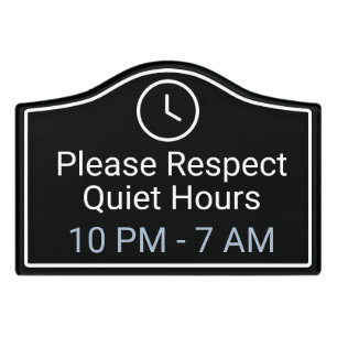 Modern Quiet Hours Vacation Rental Sign