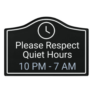 Modern Quiet Hours Vacation Rental Sign