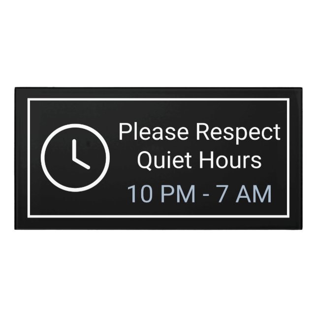 Modern Quiet Hours Vacation Rental Sign (Classic Front)