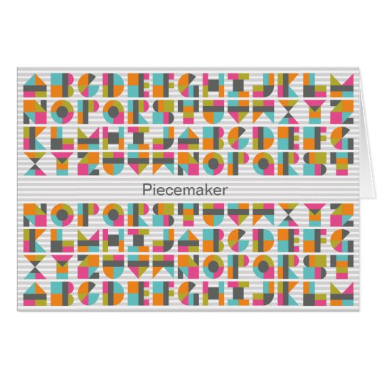 Modern Quilt Block Love Letters Note Card (Front Horizontal)