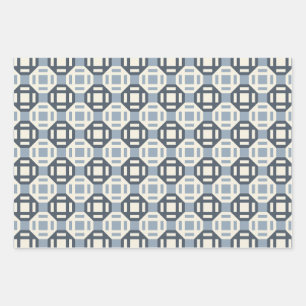 Modern Quilt-Inspired Geometric Pattern Wrapping Paper Sheets