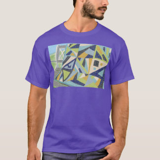 Modern quilt pattern on park bench T-Shirt