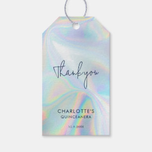 Modern Quinceanera Birthday Holographic Thank You Gift Tags