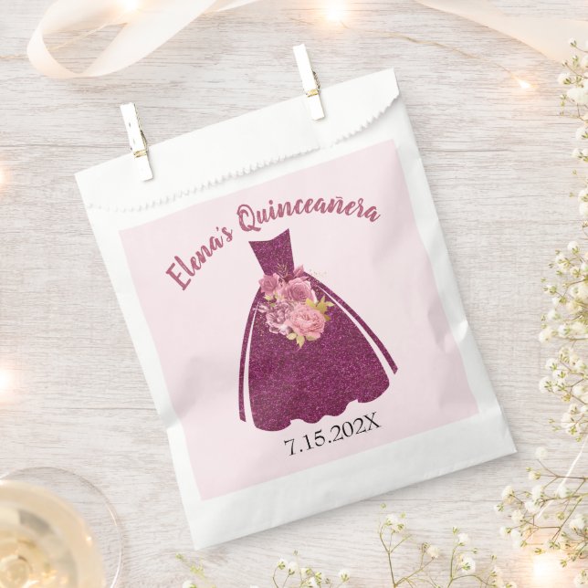 Modern Quinceañera Glitter Gown   Favor Bag (Clipped)