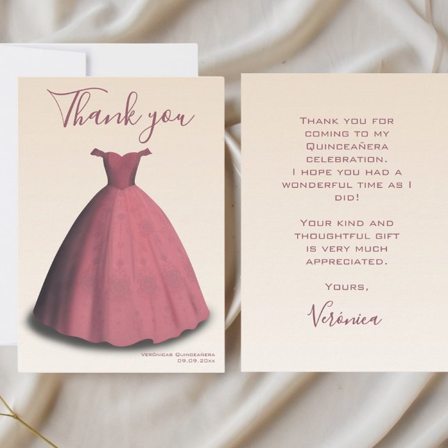 Modern Quinceañera mis quince thank you card (Creator Uploaded)