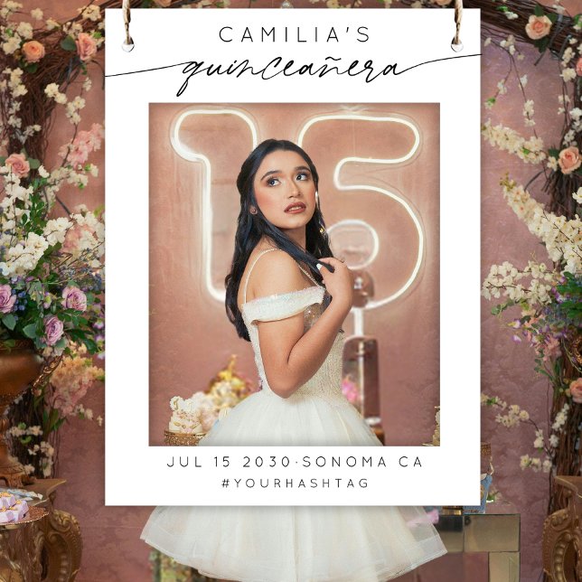 Modern Quinceanera Party Photo Booth Selfie Frame Foam Board (Creator Uploaded)