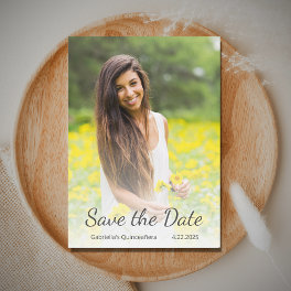 Modern Quinceañera Photo Save the Date Invitation