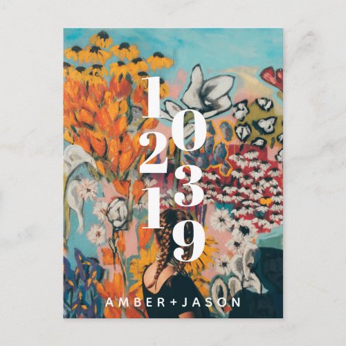 modern quirky floral Save the Date Announcement