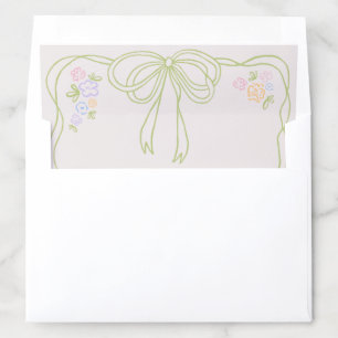 Modern quirky hand drawn bow PASTEL retro wedding Envelope Liner