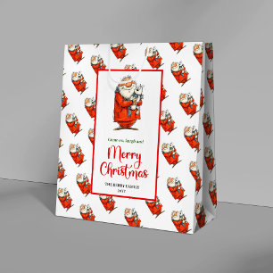 Modern quirky Santa playful festive celebration Medium Gift Bag